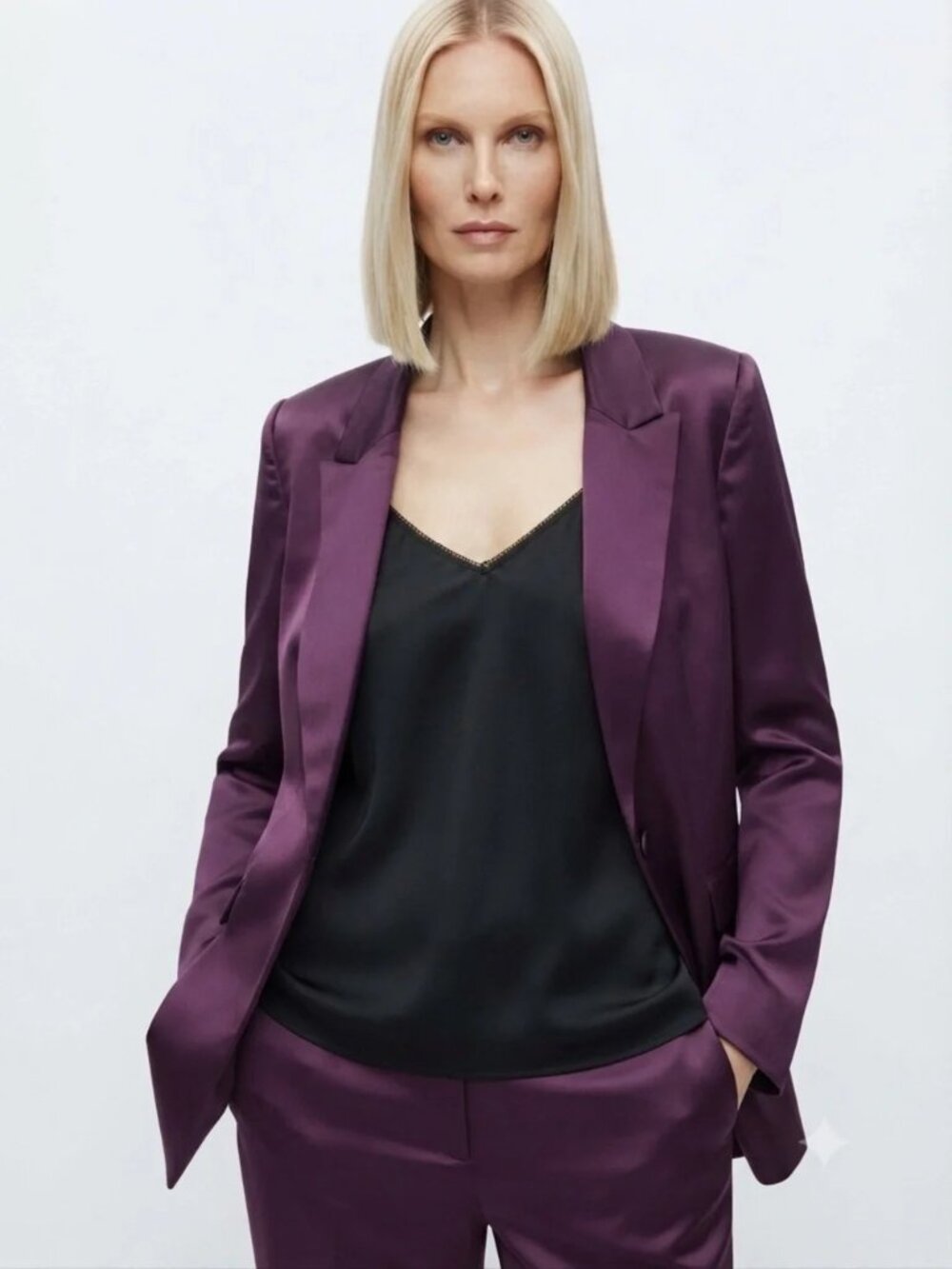 Women's House of Harlow 1960 Satin Suit Blazer Jacket - Deep Purple - Medium
